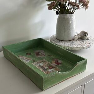 Vintage Office Inbox Documents Tray Dovetailed Corners